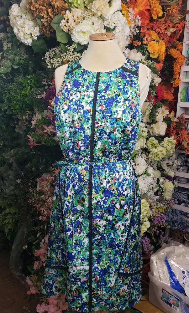 Ann Taylor Green blue high-low sleeveless dress.